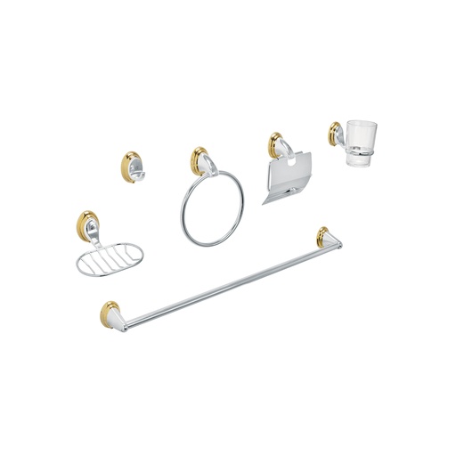 [T48344] Juego de 6 acc. p/baño cromo-oro chapetón ovalado, Aqua - Pag 635
