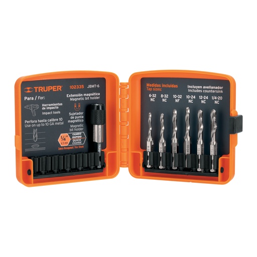 [T102335] Juego de 6 brocas HSS con machuelo para metal, Truper - Pag 57