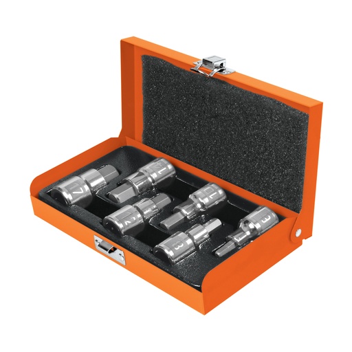 [T13926] Juego de 6 dados cuadro 1/2' punta hex mm, estuche metálico - Pag 119
