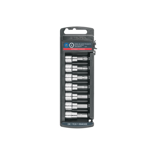 [T14169] Juego de 7 dados punta hexagonal std, cuadro 3/8', Truper - Pag 117