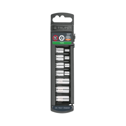 [T10027] Juego de 7 dados torx cuadro 1/4', Truper