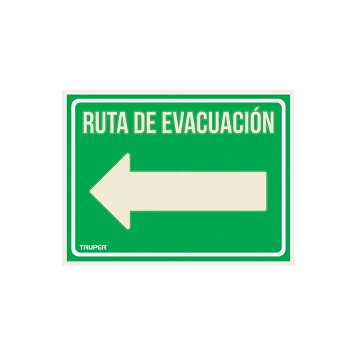 [T18369] Letrero de señalización 'RUTA EVACUACIÓN IZQUIERDA',21x28 cm - Pag 362