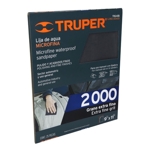 [T11648] Lija de agua grano 2000 microfina carburo de silicio, Truper - Pag 195