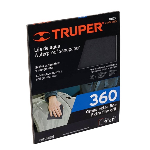 [T11627] Lija de agua grano 360 de carburo de silicio, Truper - Pag 195