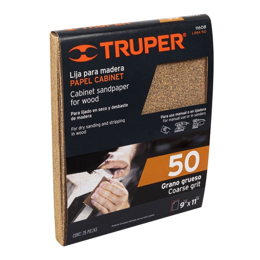 [T11608] Lija para madera papel cabinet, grano 50, Truper - Pag 195