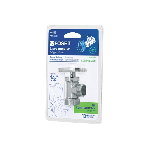 [T49103] Llave angular 1/2' x 1/2' en blíster, Foset - Pag 510