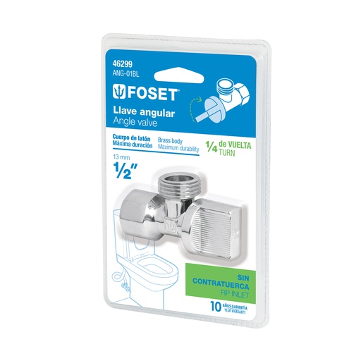 [T46299] Llave angular 1/2' x 1/2', 1/4 de vuelta, blíster, Foset - Pag 510