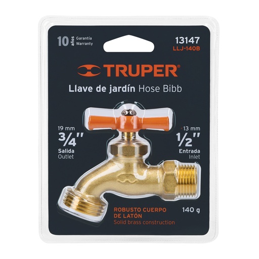 [T13147] Llave para manguera, de latón 140 g 1/2', en blíster, Truper - Pag 183