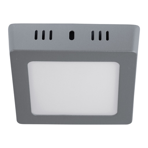 [T47446] Luminario LED cuadrado tipo plafón 6 W, gris, luz de día