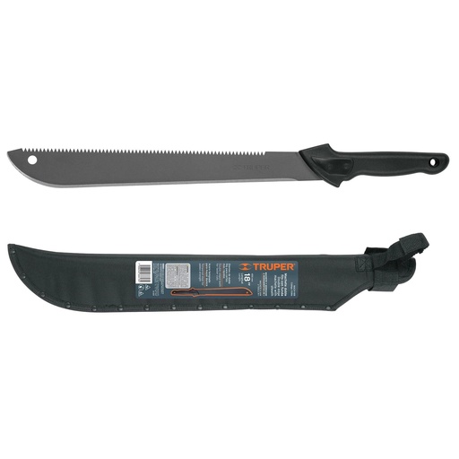 [T11386] Machete doble filo 18' cacha inyectada, con funda, Truper