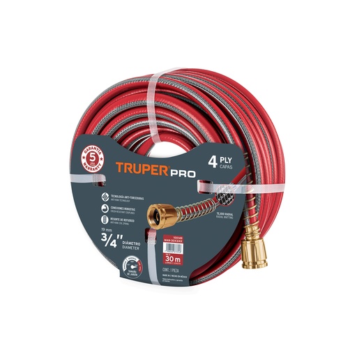 [T19793] Manguera 1/2' super reforzada 4 capas 25 m conexiones metal - Pag 228