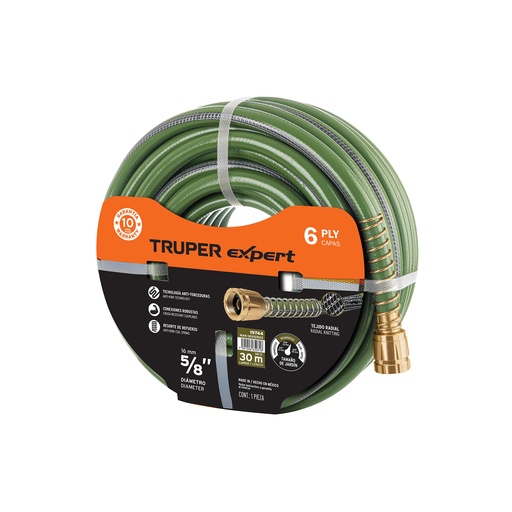 [T19702] Manguera 5/8' anti-torceduras 6 capas 25m conexiones d/metal - Pag 295