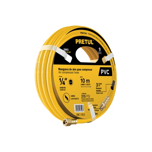 [T20663] Manguera de PVC para compresor, 10 m x 1/4', Pretul - Pag 94