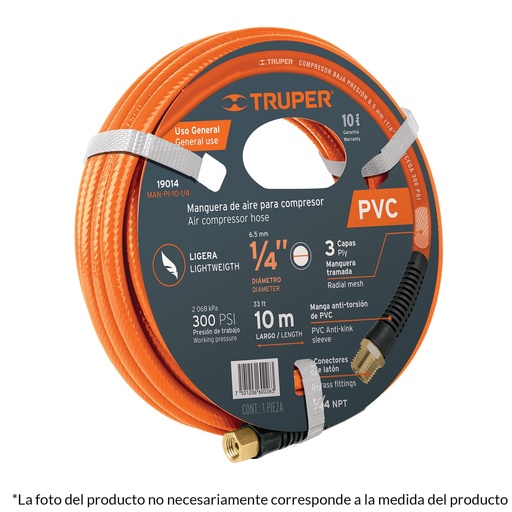 [T10893] Manguera de PVC para compresor, 10 m x 3/8', Truper