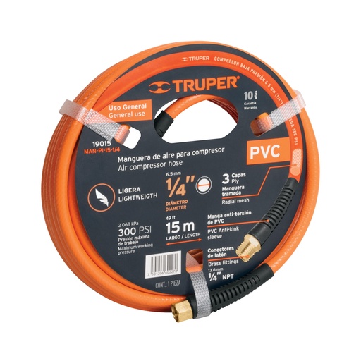 [T19015] Manguera de PVC para compresor, 15 m x 1/4', Truper - Pag 94