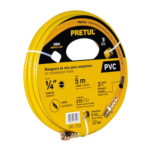 [T20662] Manguera de PVC para compresor, 5 m x 1/4', Pretul - Pag 94