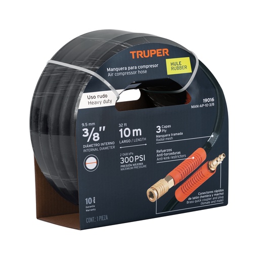 [T19016] Manguera de hule para compresor, 10 m x 3/8', Truper - Pag 94