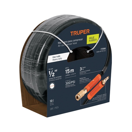 [T17086] Manguera de hule para compresor, 15 m x 1/2', Truper - Pag 94