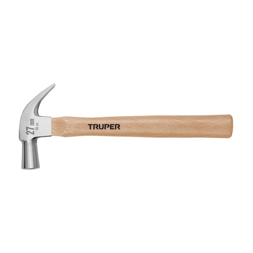 [T10560] Martillo cabeza cónica 27 mm uña curva, mango madera, Truper