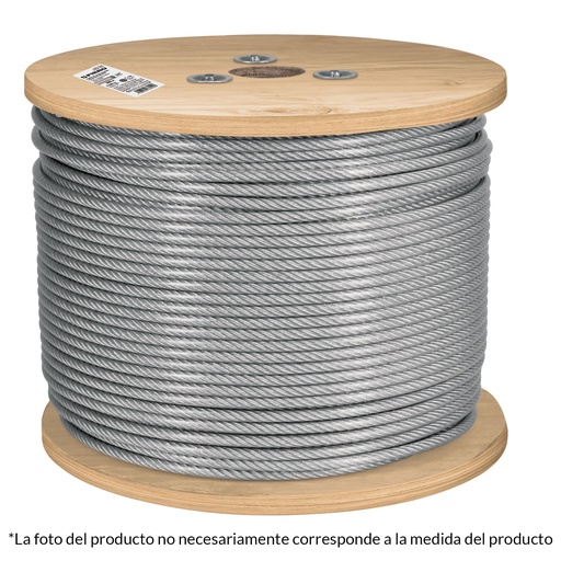 [T48810] Metro cable flexible 1/8' acero 7x19 recubierto PVC, 300 m - Pag 550