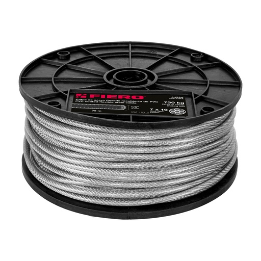 [T44225] Metro cable flexible 1/8' acero 7x19 recubierto PVC, 75 m - Pag 550