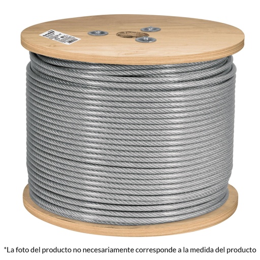 [T48804] Metro de cable rígido 1/16' acero 7x7 recubierto PVC, 300 m - Pag 736