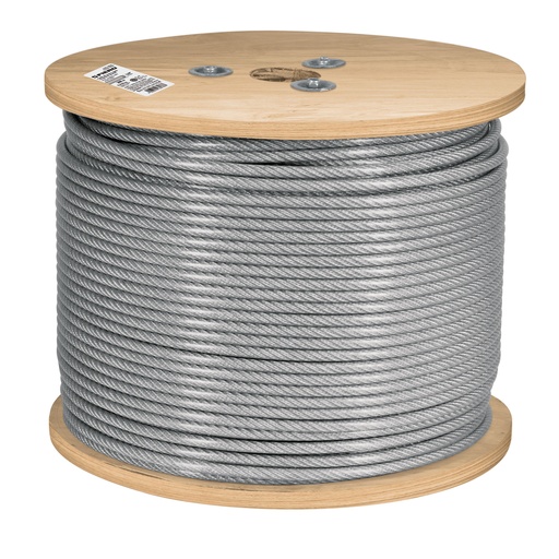 [T48808] Metro de cable rígido 1/4' acero 7x7 recubierto PVC, 300 m - Pag 550