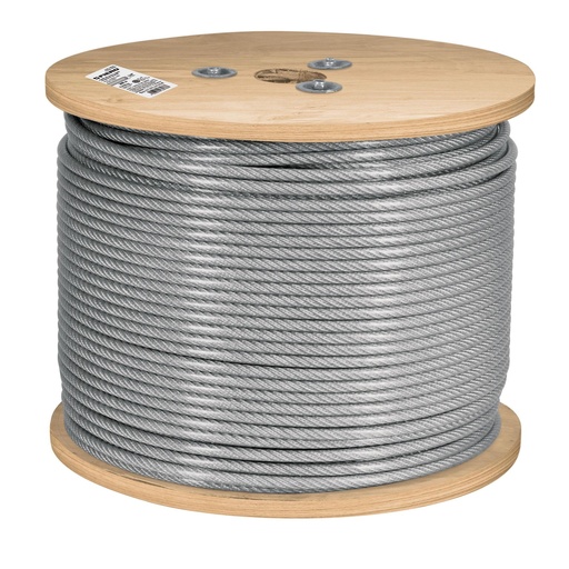 [T48808] Metro de cable rígido 1/4' acero 7x7 recubierto PVC, 300 m - Pag 736