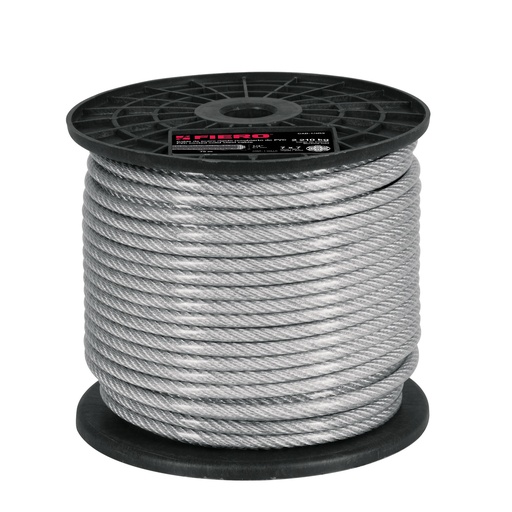 [T44218] Metro de cable rígido 1/4' acero 7x7 recubierto PVC, 75 m - Pag 550