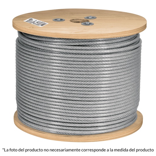 [T48807] Metro de cable rígido 3/16' acero 7x7 recubierto PVC, 300 m - Pag 550