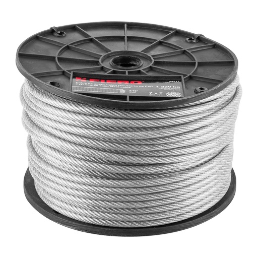 [T44217] Metro de cable rígido 3/16' acero 7x7 recubierto PVC, 75 m - Pag 550