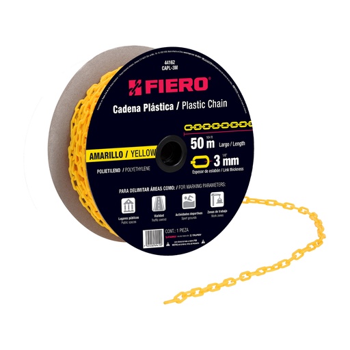 [T44162] Metro de cadena de 3 mm de plástico amarilla, carrete de 50m - Pag 554