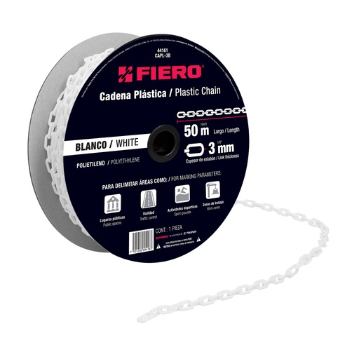 [T44161] Metro de cadena de 3 mm de plástico blanca, carrete de 50 m - Pag 554