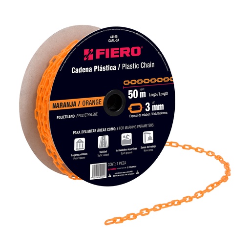 [T44165] Metro de cadena de 3 mm de plástico naranja, carrete de 50 m - Pag 554