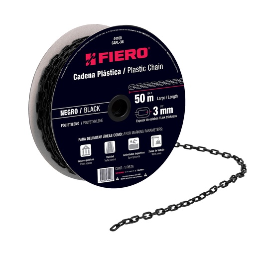 [T44160] Metro de cadena de 3 mm de plástico negra, carrete de 50 m - Pag 554