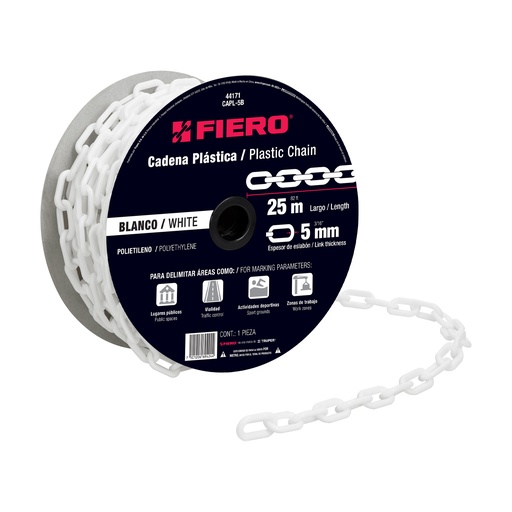 [T44171] Metro de cadena de 5 mm de plástico blanca, carrete de 25 m - Pag 554