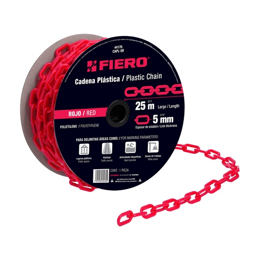 [T44176] Metro de cadena de 5 mm de plástico roja, carrete de 25 m - Pag 554