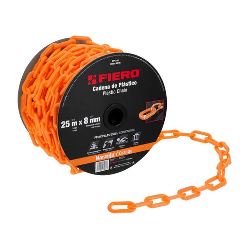 [T44185] Metro de cadena de 8 mm de plástico naranja, carrete de 25 m - Pag 741