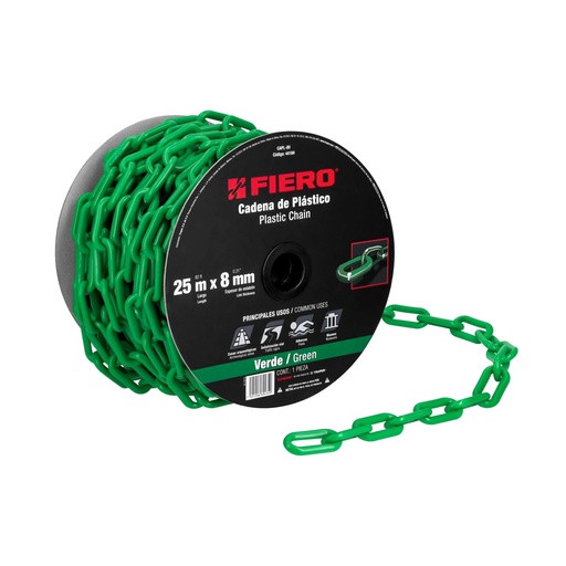 [T44184] Metro de cadena de 8 mm de plástico verde, carrete de 25 m - Pag 741