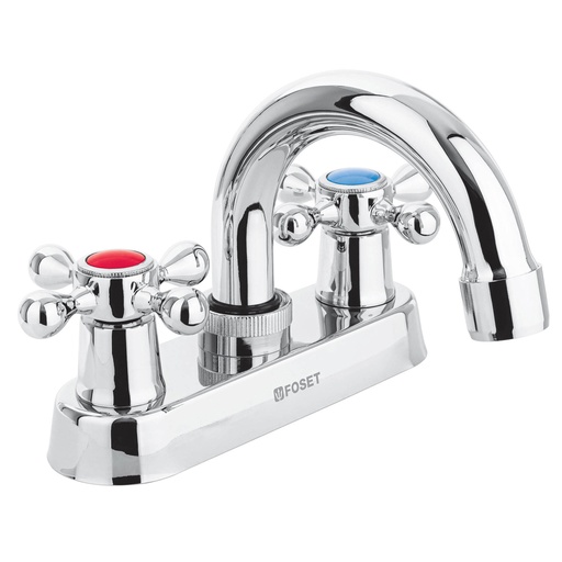 [T47681] Mezcladora 4' para lavabo, cuello curvo, manerales cruceta - Pag 468