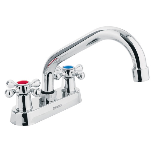 [T47688] Mezcladora 4' para lavabo, cuello tubular, manerales cruceta