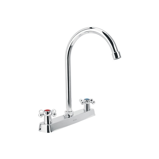 [T45620] Mezcladora 8' p/fregadero, cuello curvo, manerales cruceta - Pag 618