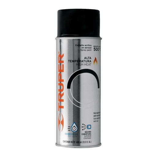 [T102852] Pintura en aerosol alta temp, negro, bote tradicional, 400ml