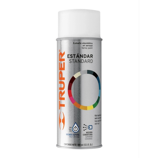 [T102808] Pintura en aerosol, blanco brillante, bote tradicional,400ml