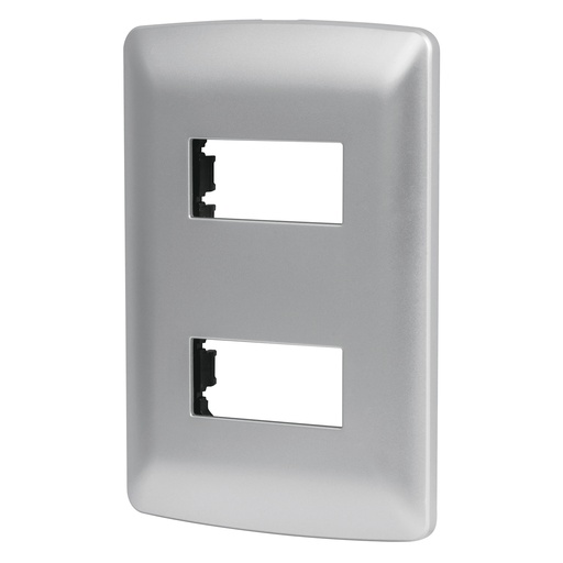 [T46398] Placa 2 módulos de ABS, línea italiana, color plata, Volteck - Pag 519