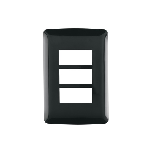 [T40138] Placa 3 modulos, Italiana, color negro, Volteck - Pag 394