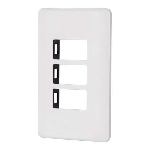 [T27224] Placa 3 módulos de ABS, blanca, Volteck Basic - Pag 540