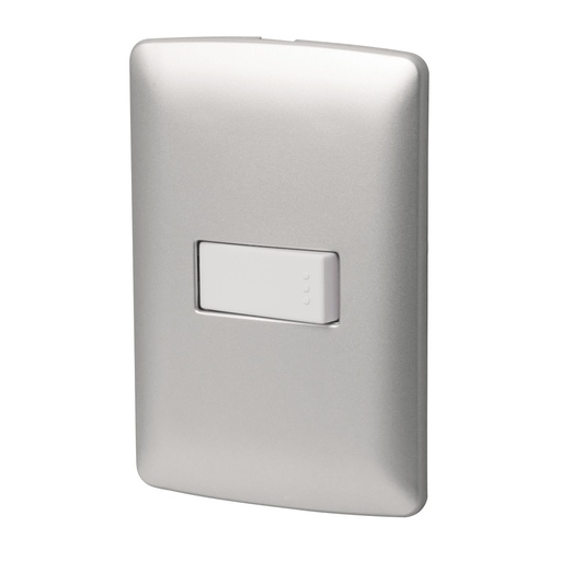 [T46477] Placa armada 1 interruptor sencillo plata, línea Italiana