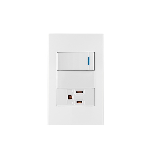 [T45590] Placa armada 1 interruptor,1 contacto,1mod, Española, blanco - Pag 529