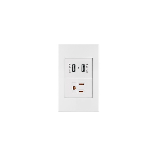 [T45603] Placa armada 1contacto, 2puertos USB, 1.5mod,Española,blanco - Pag 529